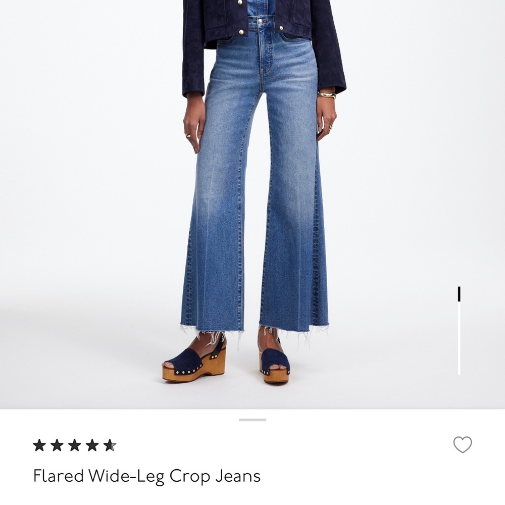 Madewell Blue Flared Wide-Leg Crop Jeans